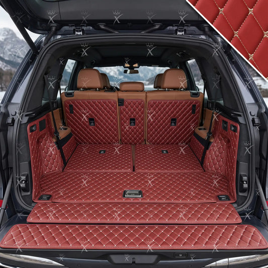 Tapis de Coffre 3D Intégral Sur Mesure Premium Luxus – Motif Losange Rouge Cerise