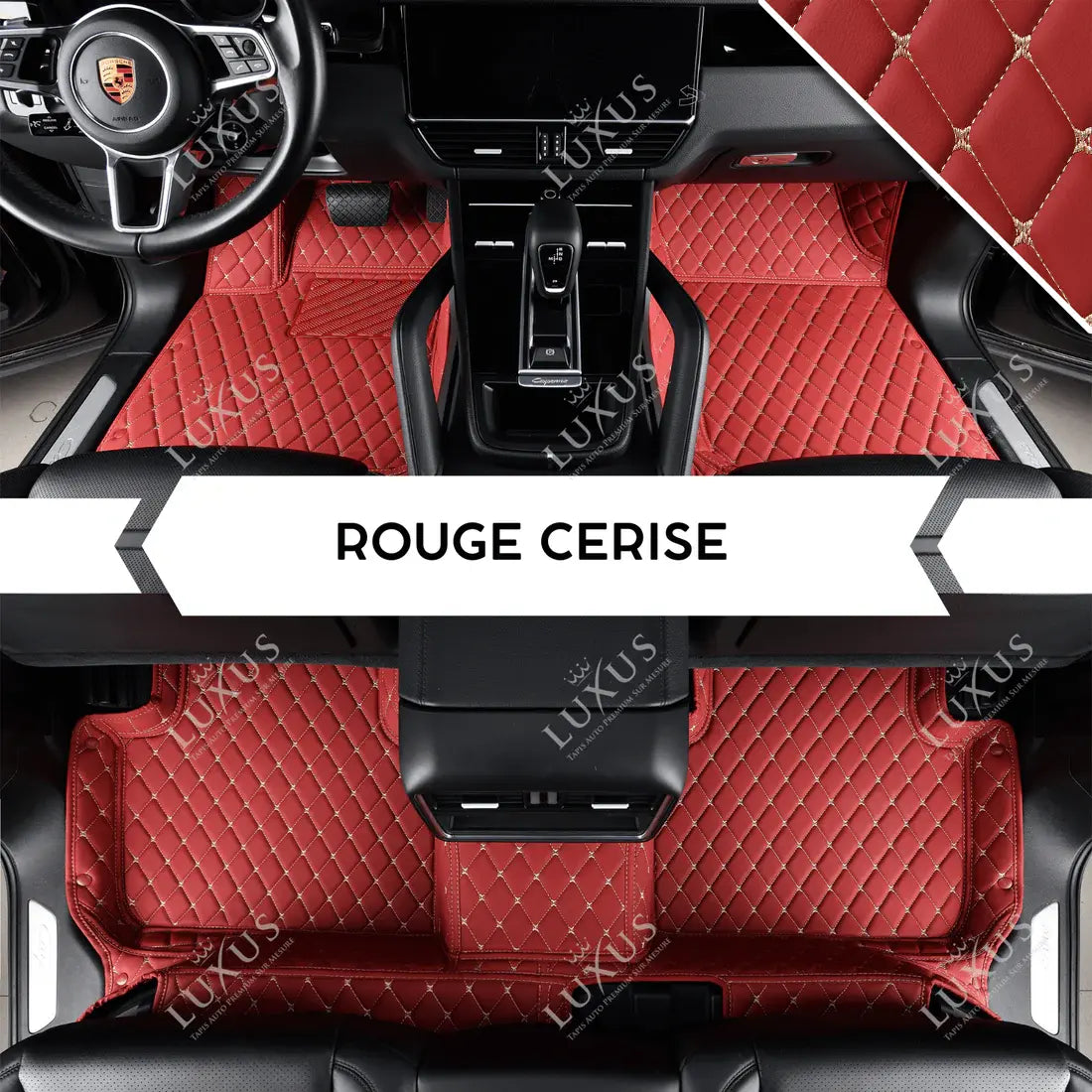 Tapis de Sol 3D sur Mesure Premium Luxus – Motif Losange Rouge Cerise