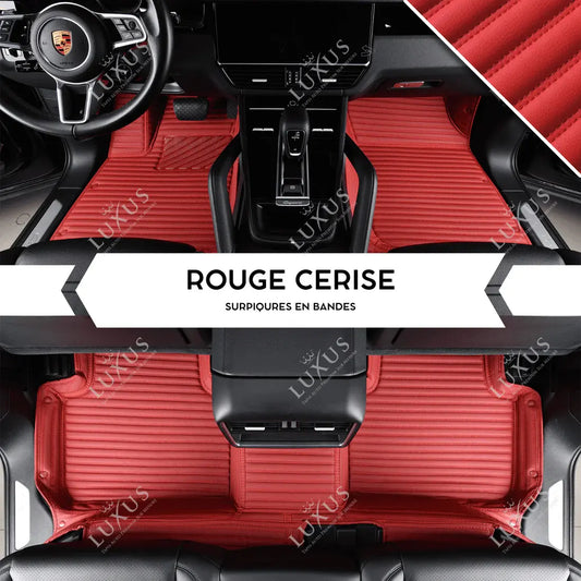Luxus Tapis de Sol Premium 3D sur Mesure – Motif Bandes Rouge Cerise