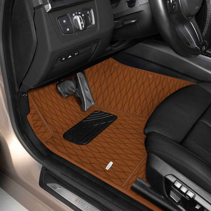 Tapis de Sol 3D sur Mesure Premium Luxus – Motif Double Losange Marron Chocolat