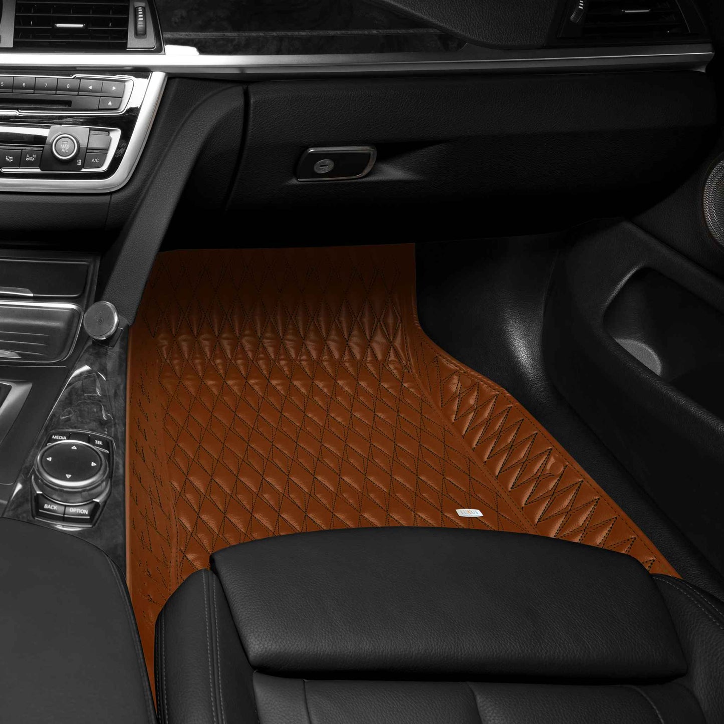 Tapis de Sol 3D sur Mesure Premium Luxus – Motif Double Losange Marron Chocolat