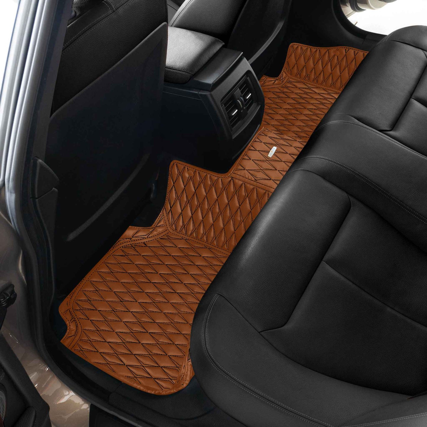 Tapis de Sol 3D sur Mesure Premium Luxus – Motif Double Losange Marron Chocolat