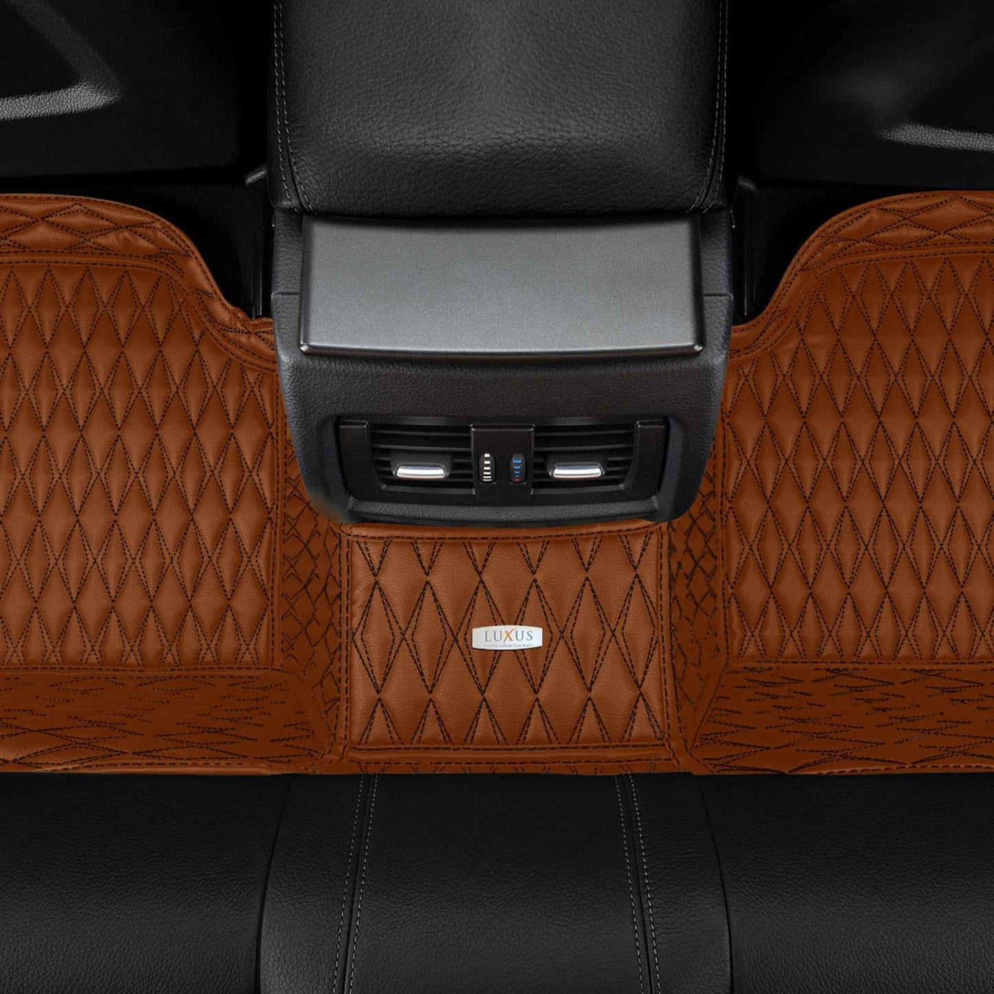 Tapis de Sol 3D sur Mesure Premium Luxus – Motif Double Losange Marron Chocolat