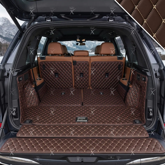 Tapis de Coffre 3D Intégral Sur Mesure Premium Luxus – Motif Losange Marron Chocolat