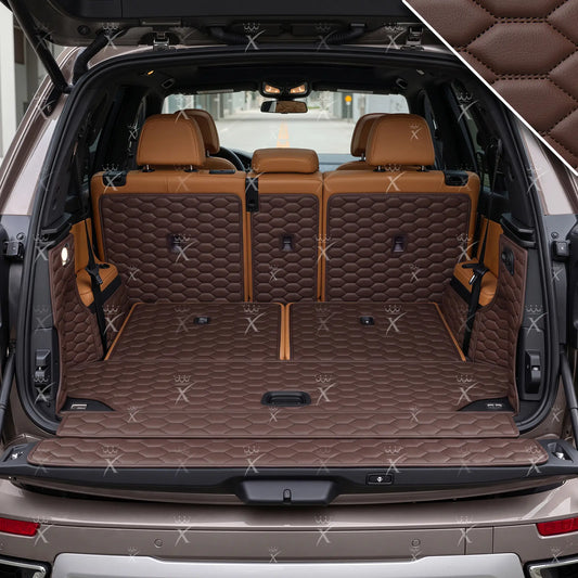 Tapis de Coffre 3D Intégral sur Mesure Premium Luxus – Motif Nid d’Abeille Marron Chocolat