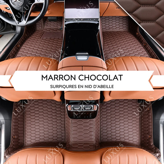 Tapis de Sol 3D sur Mesure Premium Luxus – Motif Nid d’Abeille Marron Chocolat