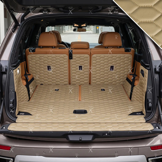 Tapis de Coffre 3D Intégral sur Mesure Premium Luxus – Motif Nid d’Abeille Beige Crème
