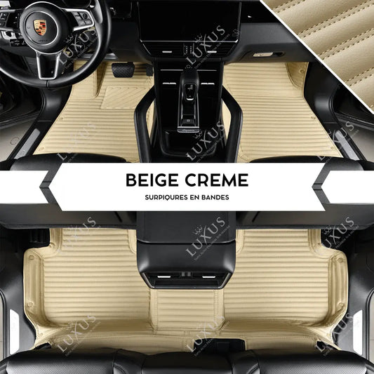Luxus Tapis de Sol Premium 3D sur Mesure – Motif Bandes Beige Crème