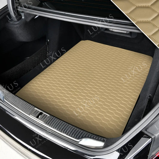 Tapis de Coffre sur Mesure Premium Luxus – Motif Nid d’Abeille Beige Crème