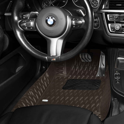 Tapis de Sol 3D sur Mesure Premium Luxus – Motif Double Losange Marron Chocolat Noir