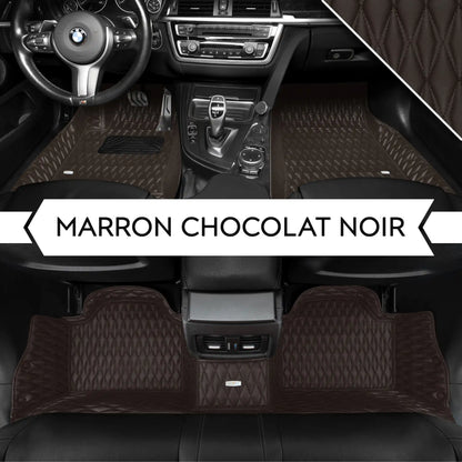 Tapis de Sol 3D sur Mesure Premium Luxus – Motif Double Losange Marron Chocolat Noir