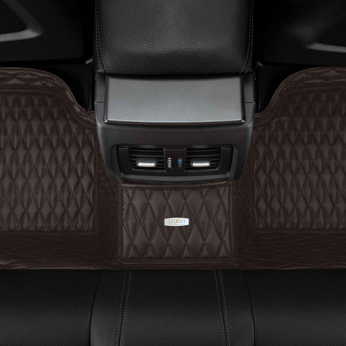 Tapis de Sol 3D sur Mesure Premium Luxus – Motif Double Losange Marron Chocolat Noir
