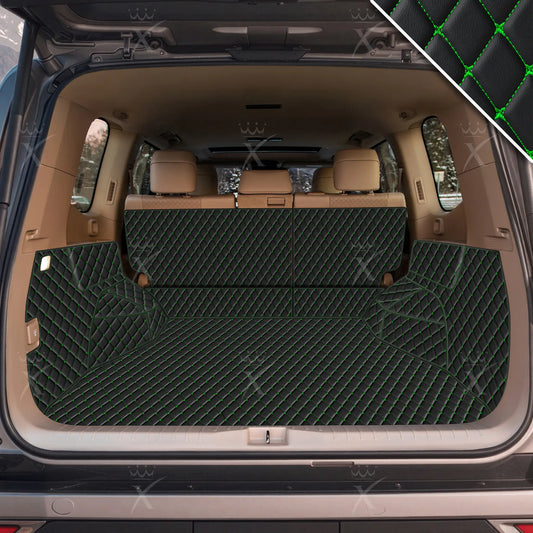 Tapis de Coffre 3D Intégral sur Mesure Premium Luxus – Motif Losange Noir avec Surpiqûres Vertes