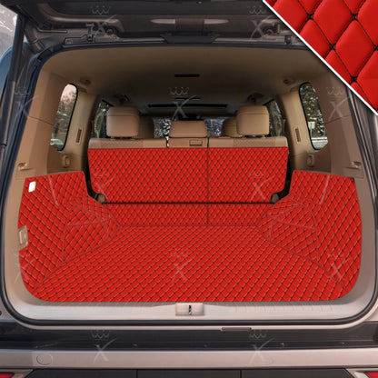Tapis de Coffre 3D Intégral sur Mesure Premium Luxus – Motif Losange Rouge Ferrari avec Surpiqûres Noires