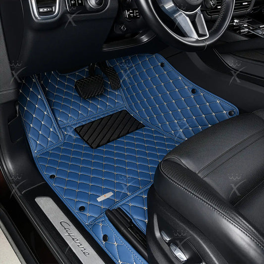 Tapis de Sol 3D sur Mesure Premium Luxus – Motif Losange Bleu Vintage