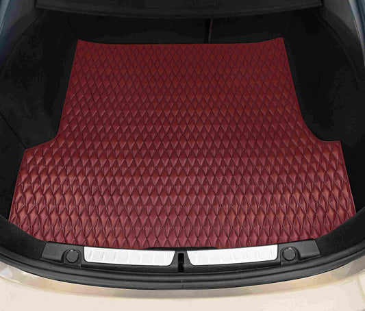 Tapis de Coffre sur Mesure Premium Luxus – Motif Double Losange Rouge Bordeaux