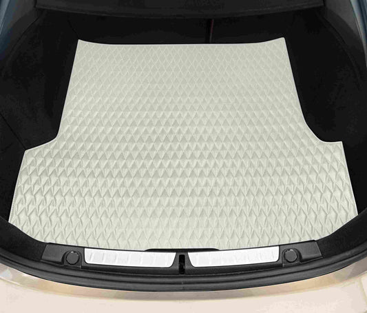 Tapis de Coffre sur Mesure Premium Luxus – Motif Double Losange Blanc Neige