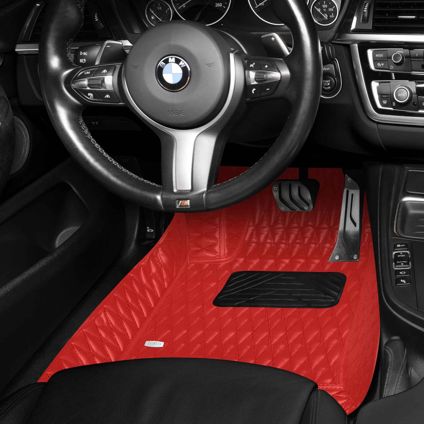 Tapis de Sol 3D sur Mesure Premium Luxus – Motif Double Losange Rouge Ferrari