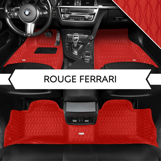Tapis de Sol 3D sur Mesure Premium Luxus – Motif Double Losange Rouge Ferrari