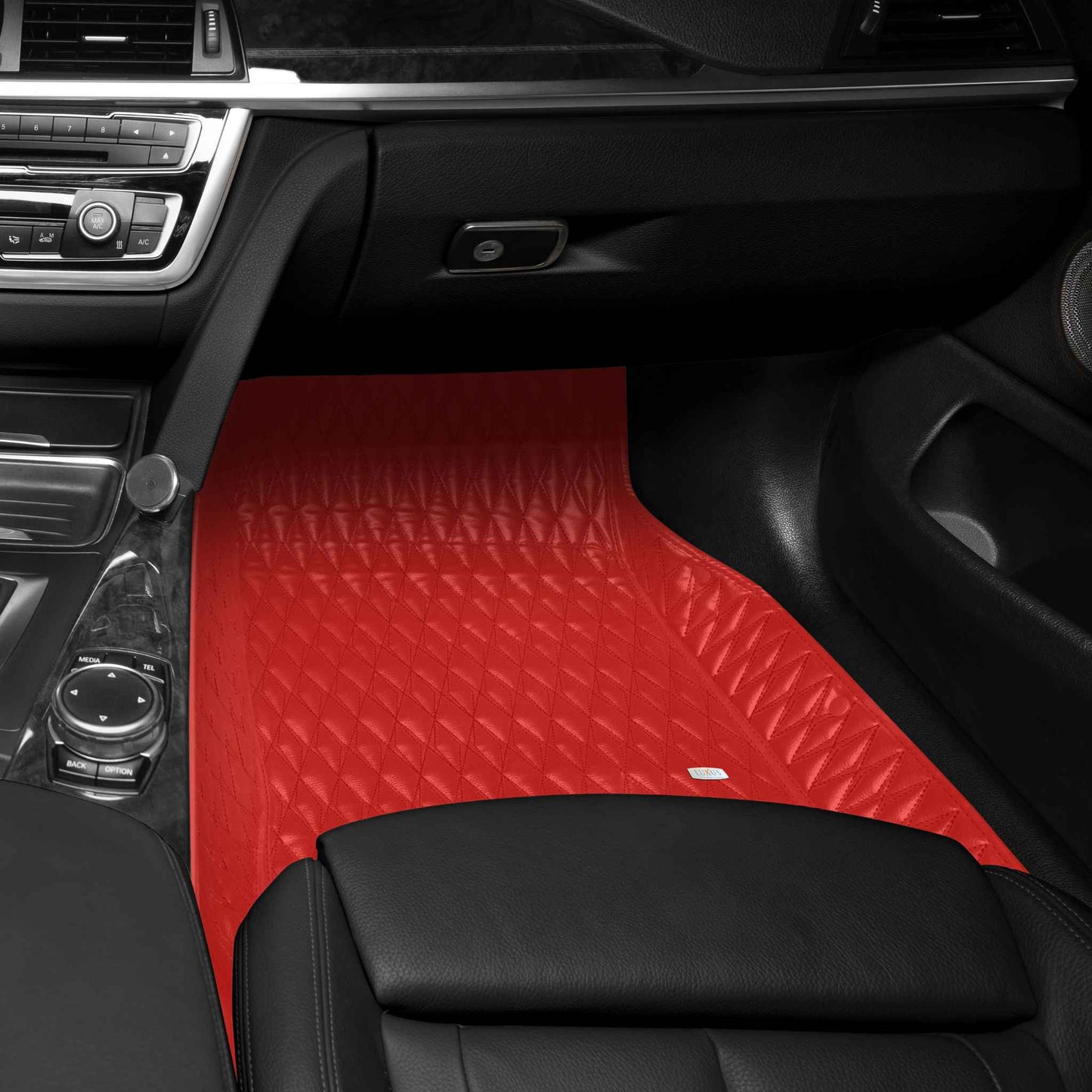 Tapis de Sol 3D sur Mesure Premium Luxus – Motif Double Losange Rouge Ferrari