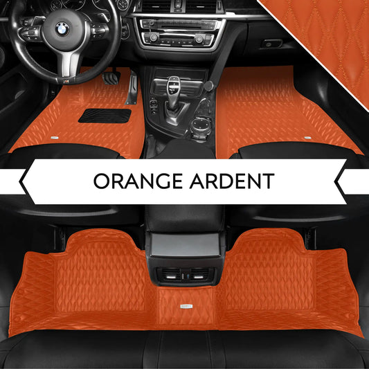 Tapis de Sol 3D sur Mesure Premium Luxus – Motif Double Losange Orange Ardent