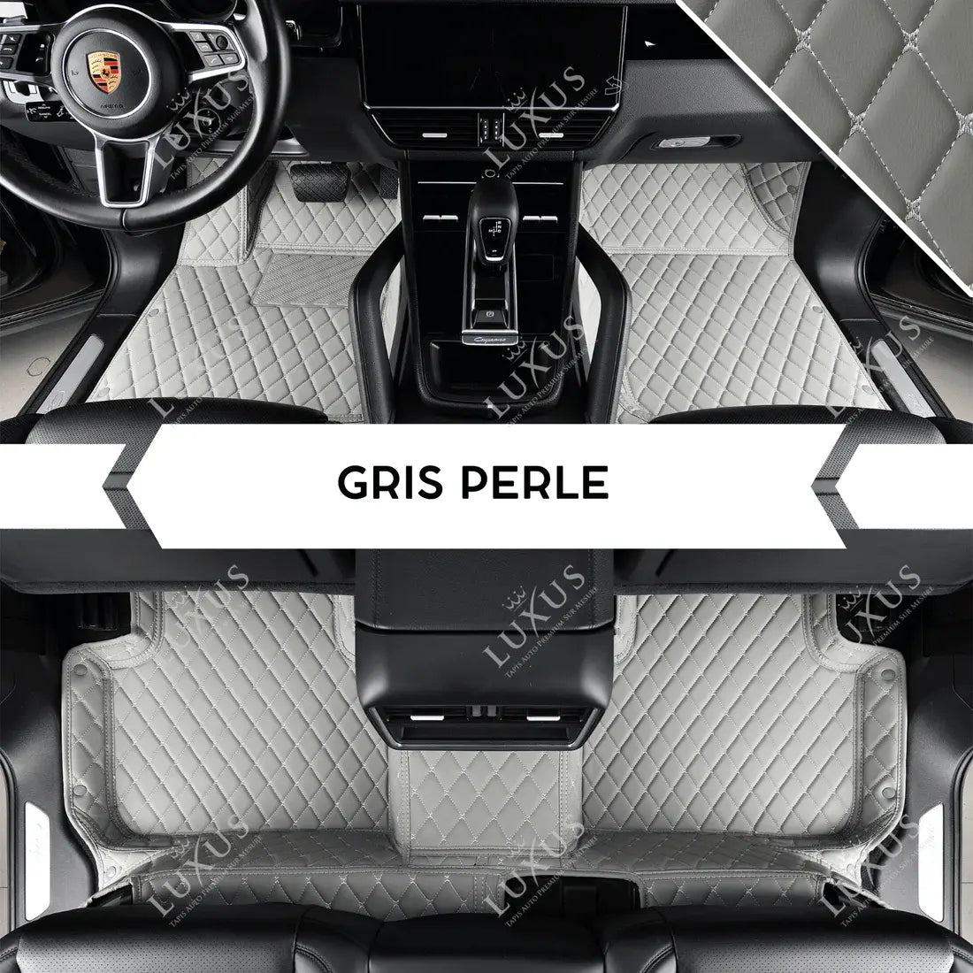 Tapis de Sol 3D sur Mesure Premium Luxus – Motif Losange Gris Perle