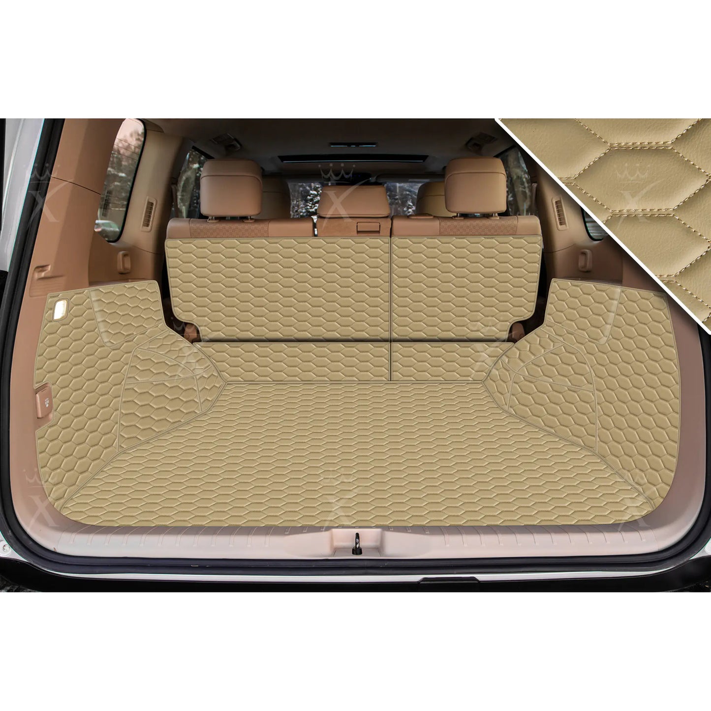 Tapis de Coffre 3D Intégral sur Mesure Premium Luxus – Motif Nid d’Abeille Beige Crème