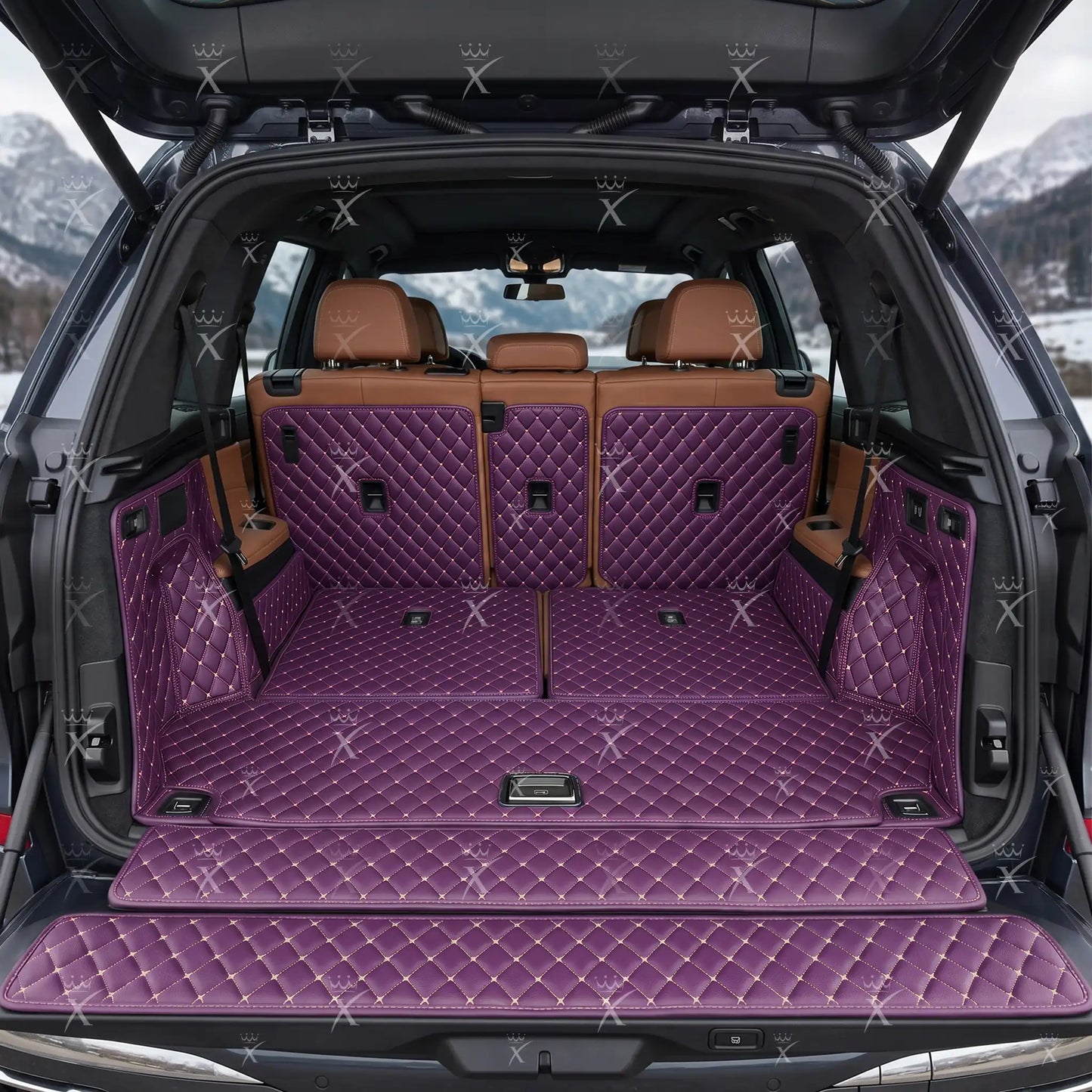Tapis de Coffre 3D Intégral Sur Mesure Premium Luxus – Motif Losange Mauve Lavande