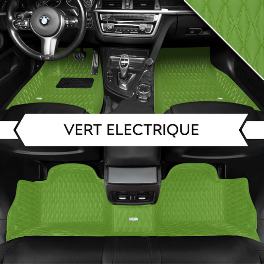Tapis de Sol 3D sur Mesure Premium Luxus – Motif Double Losange Vert Electrique