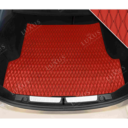 Tapis de Coffre sur Mesure Premium Luxus – Motif Double Losange Rouge Ferrari avec Surpiqûres Noires