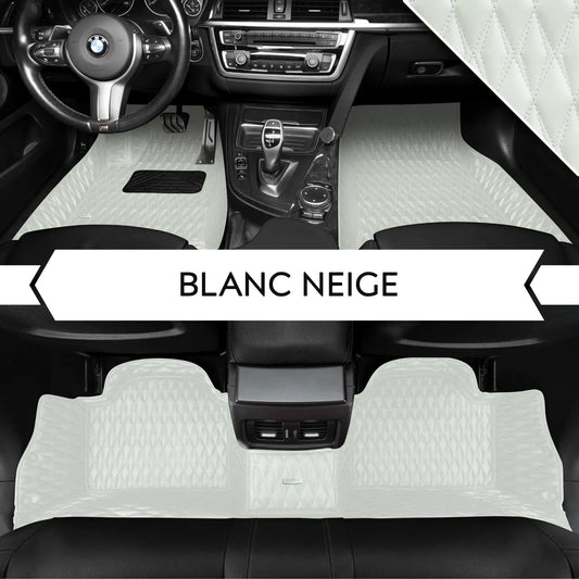 Tapis de Sol 3D sur Mesure Premium Luxus – Motif Double Losange Blanc Neige