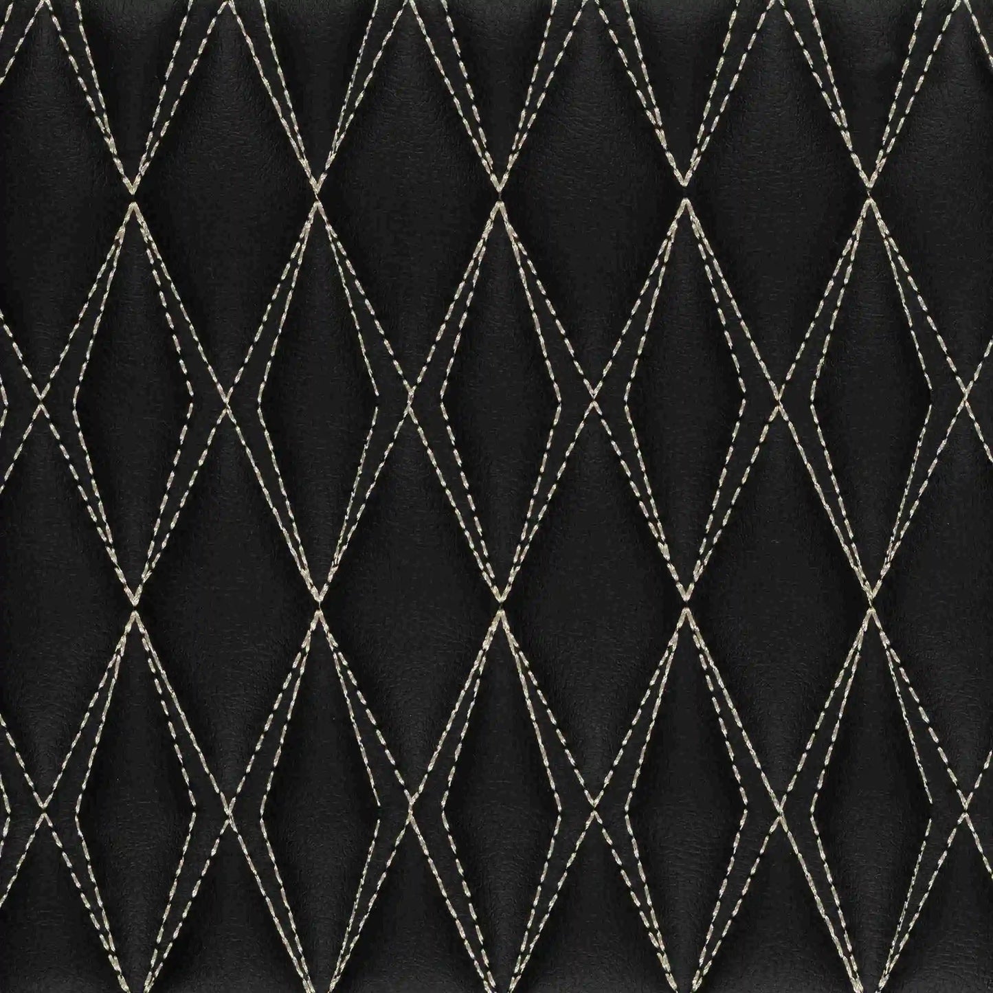 Tapis de Sol 3D sur Mesure Premium Luxus – Motif Double Losange Noir avec Surpiqûres Beiges