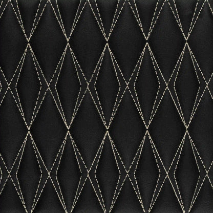 Tapis de Sol 3D sur Mesure Premium Luxus – Motif Double Losange Noir avec Surpiqûres Beiges