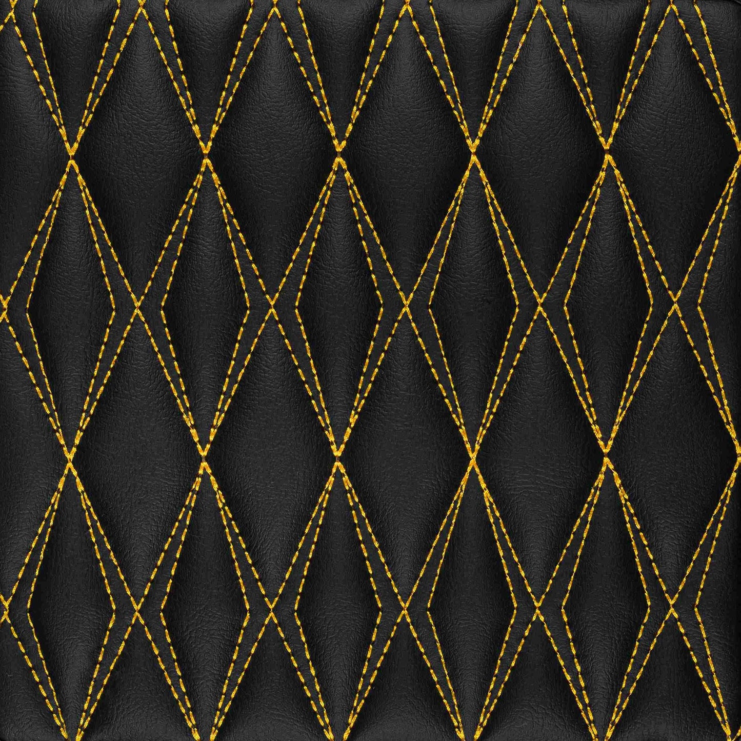 Tapis de Sol 3D sur Mesure Premium Luxus – Motif Double Losange Noir avec Surpiqûres Jaunes