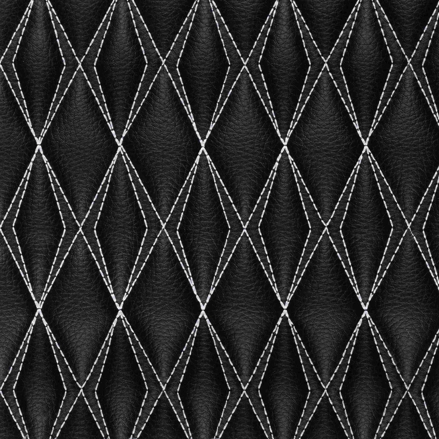 Tapis de Coffre sur Mesure Premium Luxus – Motif Double Losange Noir avec Surpiqûres Blanches