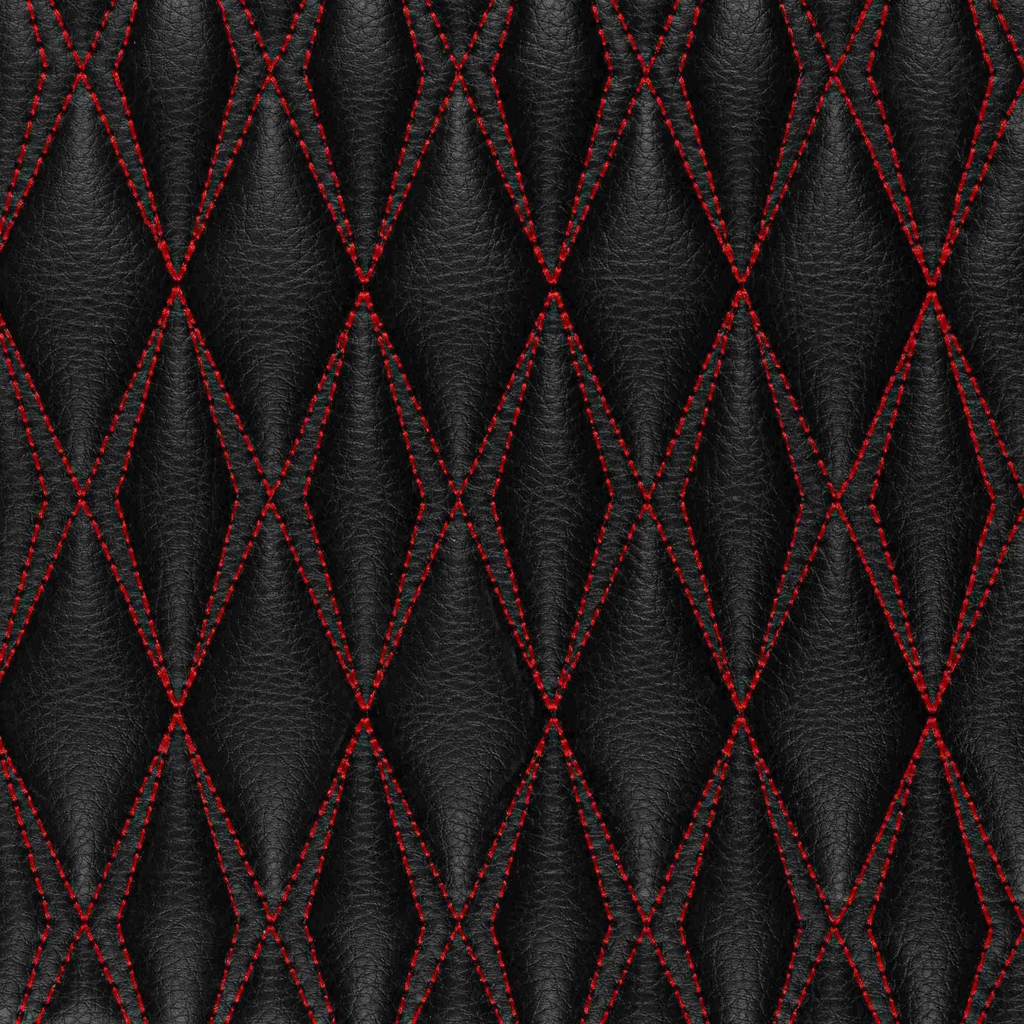 Tapis de Sol 3D sur Mesure Premium Luxus – Motif Double Losange Noir avec Surpiqûres Rouges