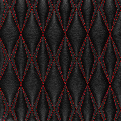 Tapis de Sol 3D sur Mesure Premium Luxus – Motif Double Losange Noir avec Surpiqûres Rouges