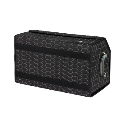 Boite de Rangement Voiture | Motif Nid d'Abeille | Noir & Surpiqûres Blanches