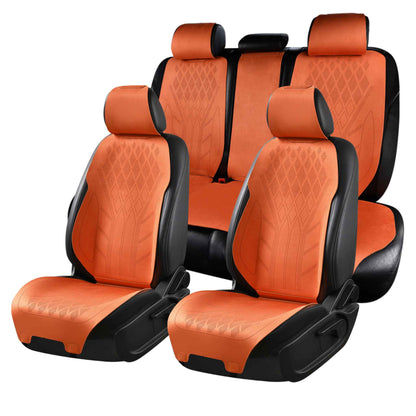 Luxus SeatSkin™ Housses de Siège sur Mesure en Suédine – Motif Losange Orange Lava
