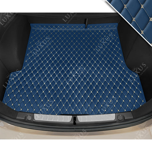 Tapis de Coffre sur Mesure Premium Luxus – Motif Losange Bleu Vintage