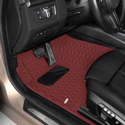 Tapis de Sol 3D sur Mesure Premium Luxus – Motif Double Losange Rouge Bordeaux