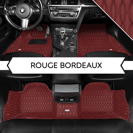 Tapis de Sol 3D sur Mesure Premium Luxus – Motif Double Losange Rouge Bordeaux