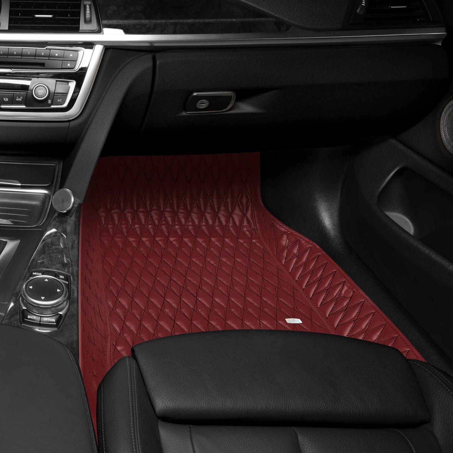 Tapis de Sol 3D sur Mesure Premium Luxus – Motif Double Losange Rouge Bordeaux