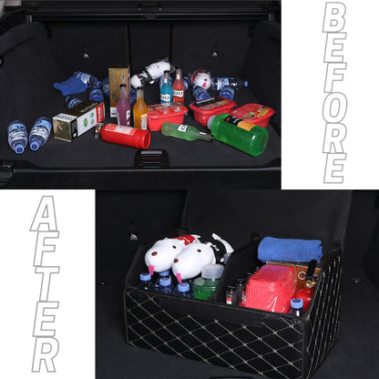 Boite de Rangement Voiture | Motif Losange | Gris