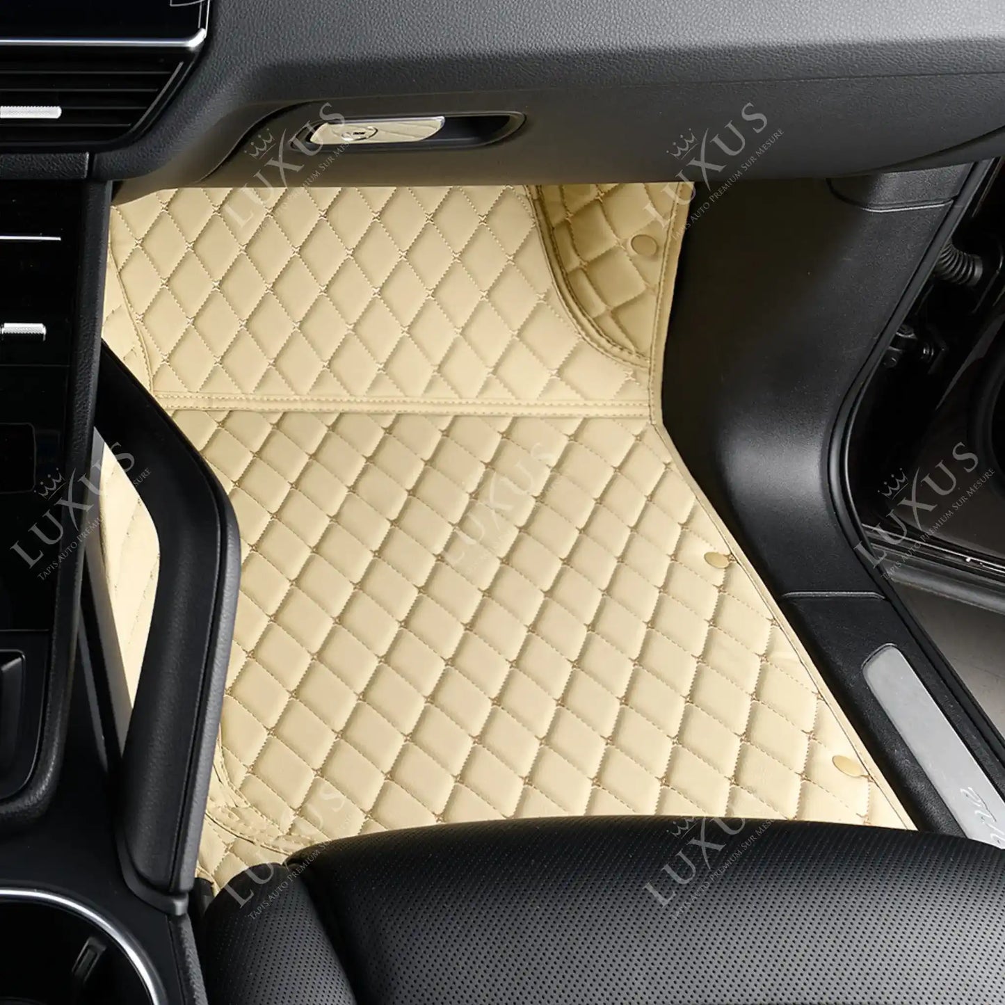 Tapis de Sol 3D sur Mesure Premium Luxus – Motif Losange Beige Crème