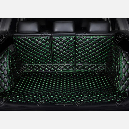 Tapis de Coffre 3D Intégral sur Mesure Premium Luxus – Motif Losange Noir avec Surpiqûres Vertes