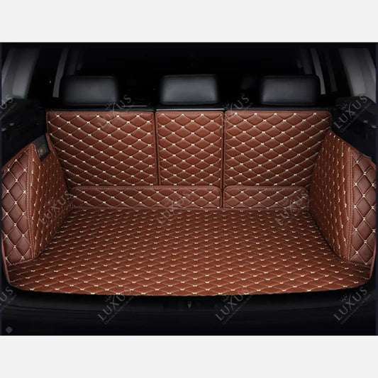 Tapis de Coffre 3D Intégral sur Mesure Premium Luxus – Motif Losange Marron Caramel