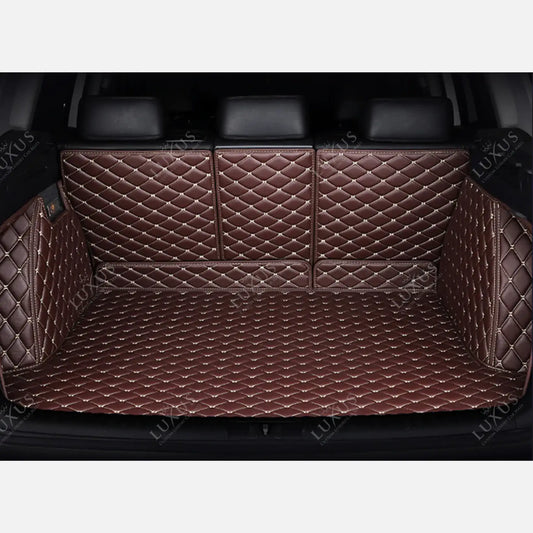 Tapis de coffre 3D intégral sur mesure premium Luxus – motif losange marron chocolat
