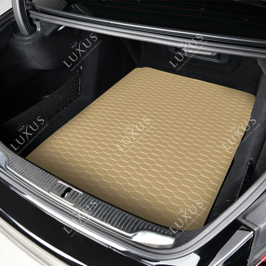 Tapis de Coffre sur Mesure Premium Luxus – Motif Nid d’Abeille Beige Crème