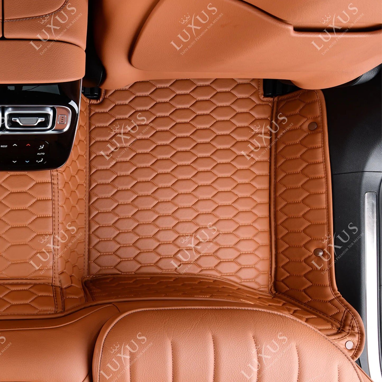 Tapis de Sol 3D sur Mesure Premium Luxus – Motif Nid d’Abeille Marron Caramel